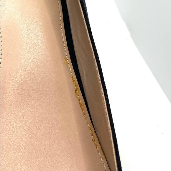 Fioni Faux Suede Black With Gold Accent Round Tip Heels Sz 10. 2" heel - Picture 4 of 10